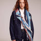 Painted Chevron Modal Square Scarf in blue