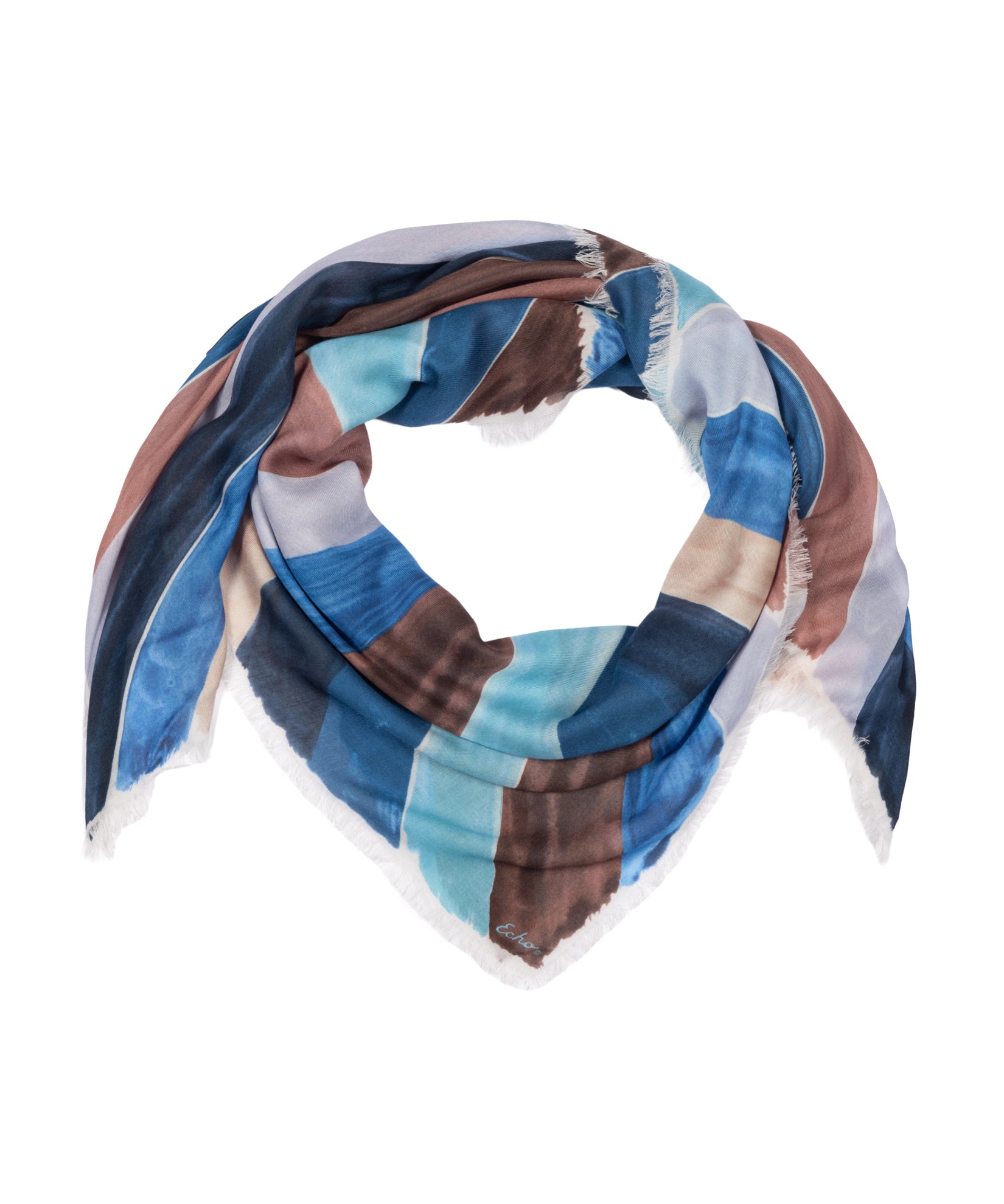Painted Chevron Modal Square Scarf in blue