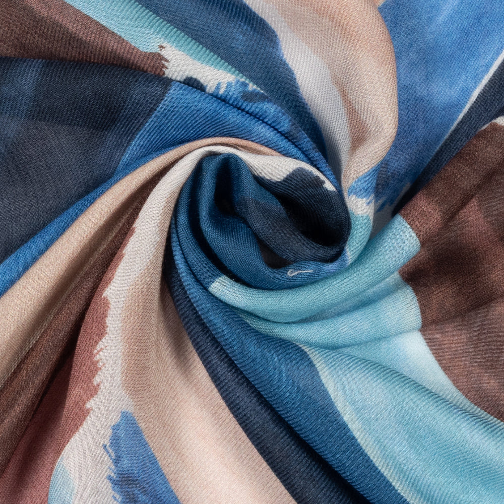 Painted Chevron Modal Square Scarf in blue