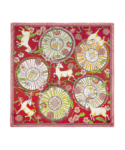 Bold red Year of the Goat silk square