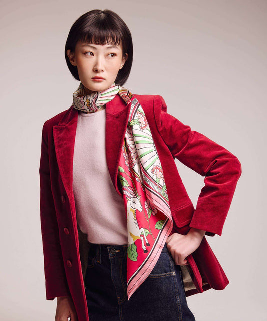 Bold red Year of the Goat silk square