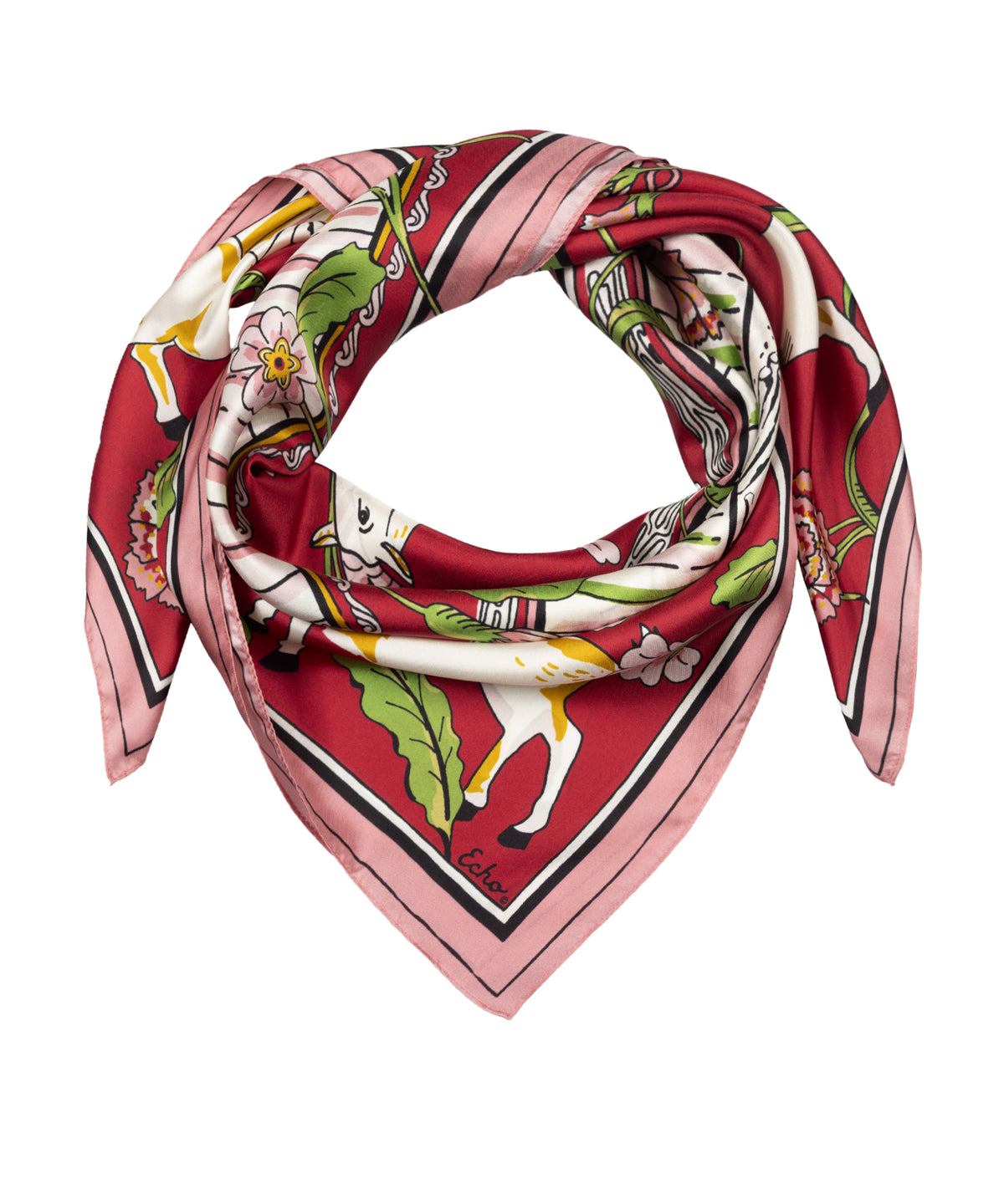 Bold red Year of the Goat silk square