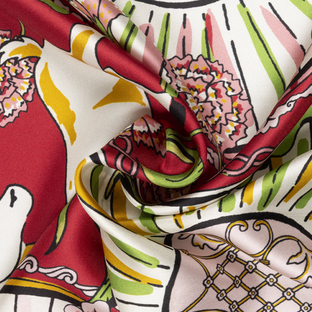 Bold red Year of the Goat silk square