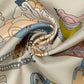 Banquet Illustration Silk Scarf in Cream