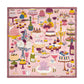 Banquet Illustration Silk Scarf in Pink