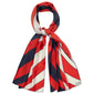 Stripe Silk Oblong in Red/ Navy