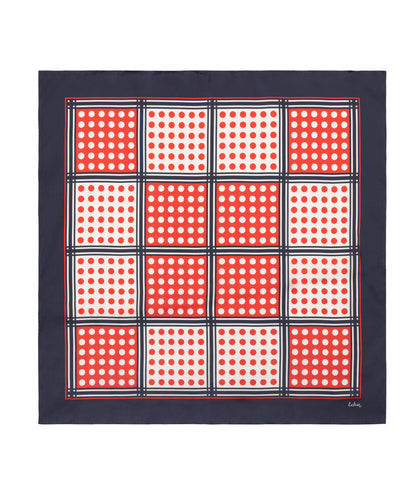 Grid Dots Square Scarf in Red and Blue