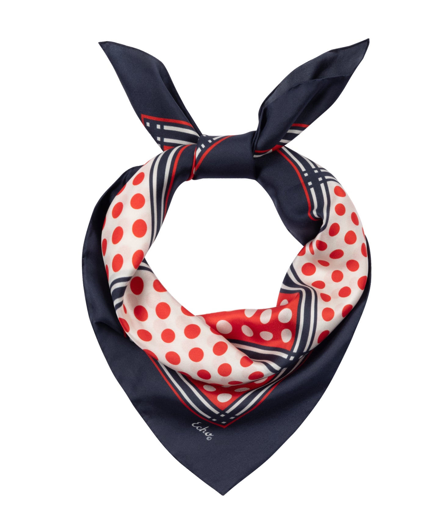 Grid Dots Square Scarf in Red and Blue