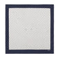 Navy blue square scarf with white polka dot pattern on a white background