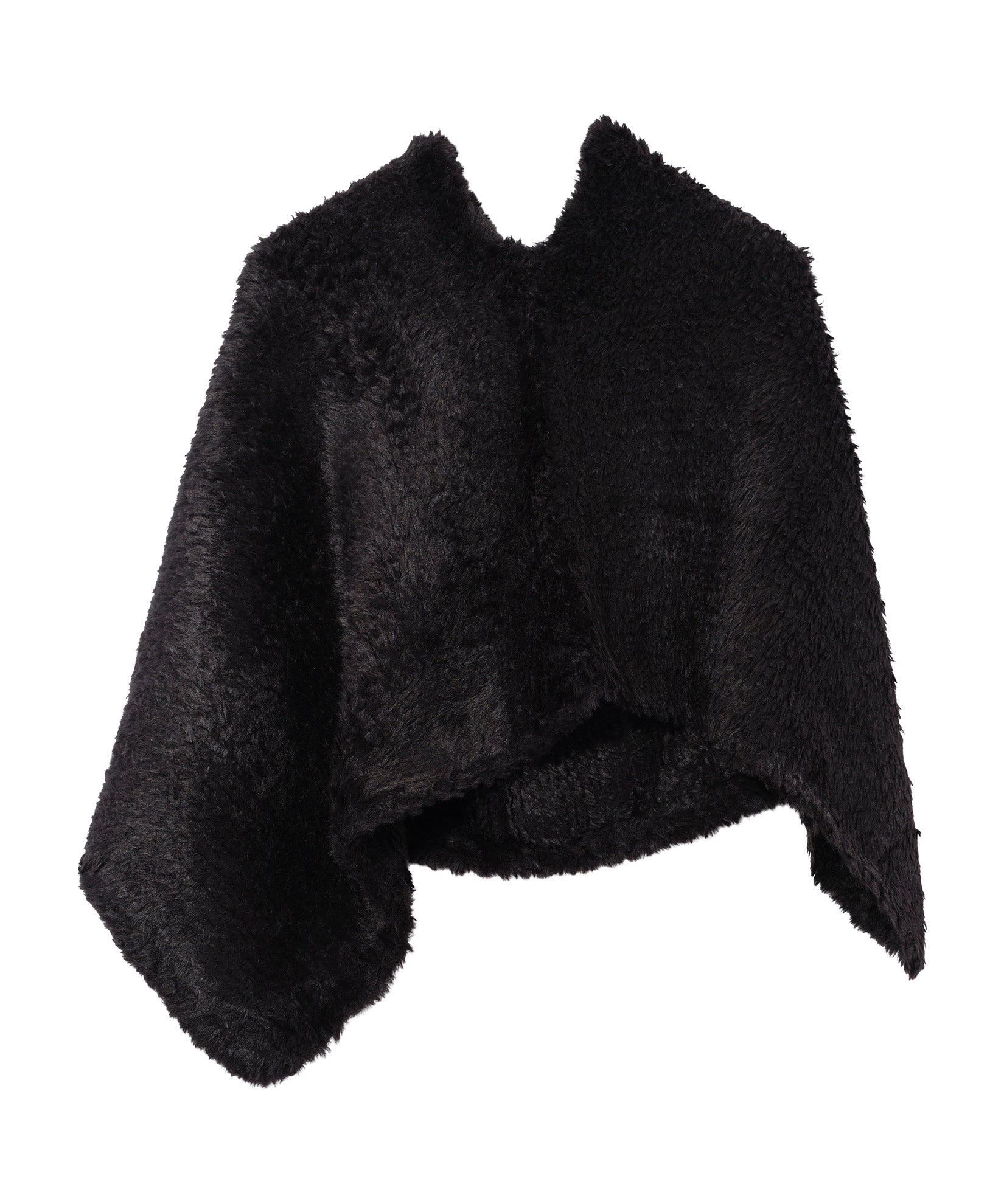 Plush Fur Poncho in color Black