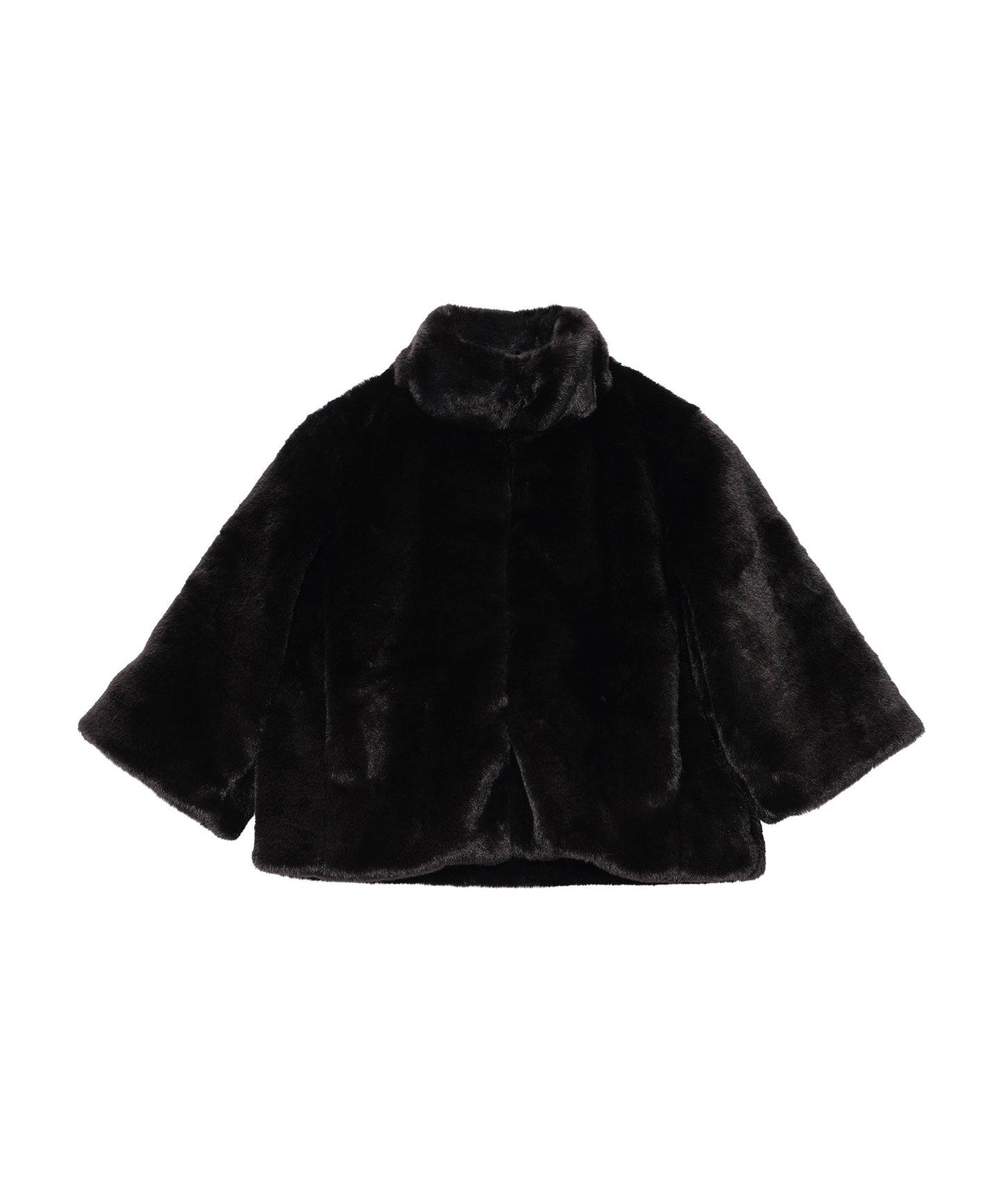 Sheared Mink Faux Fur Jacket in color Black