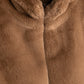 Sheared Mink Faux Fur Jacket in color chai