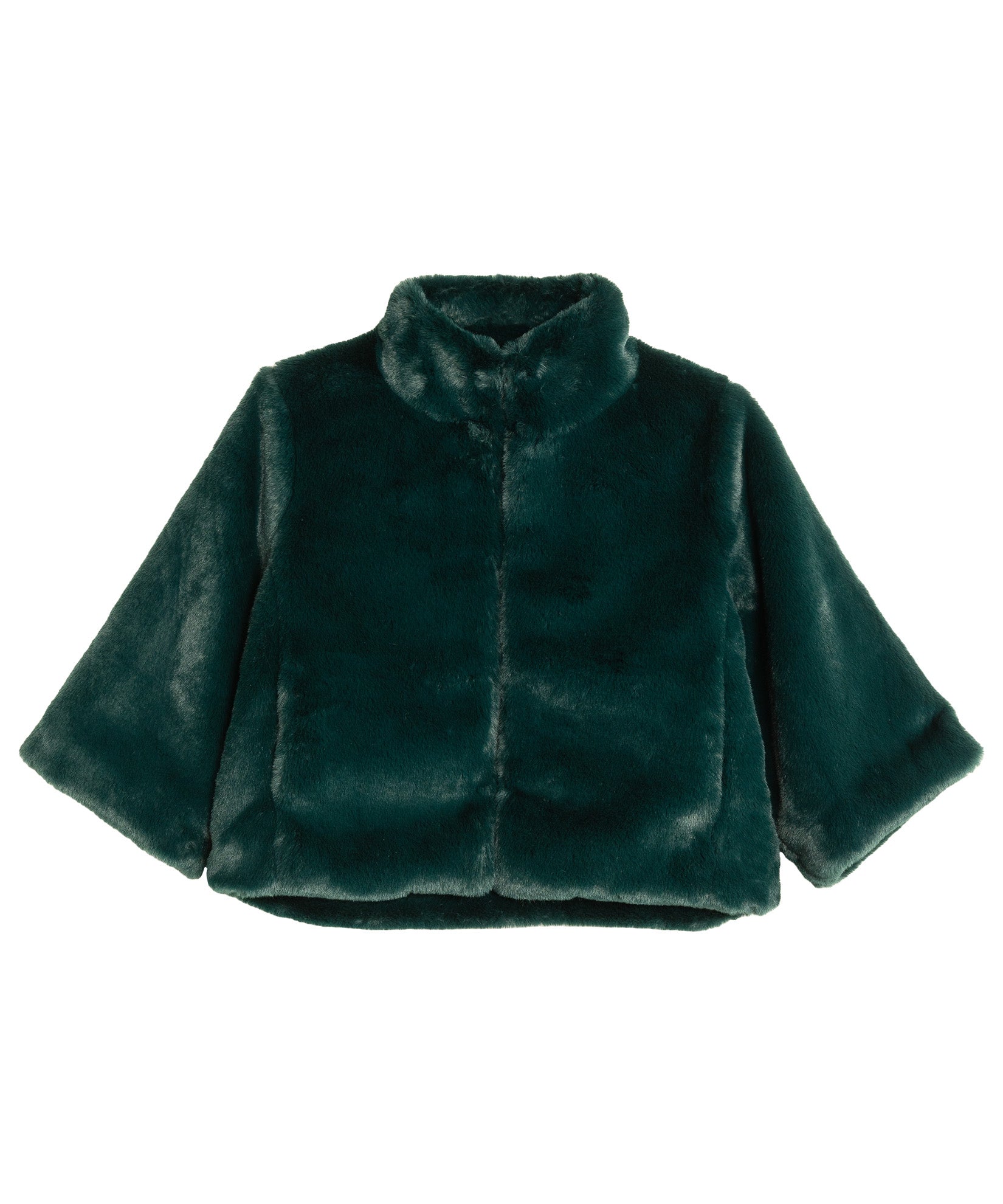 Sheared Mink Faux Fur Jacket in color bottle green