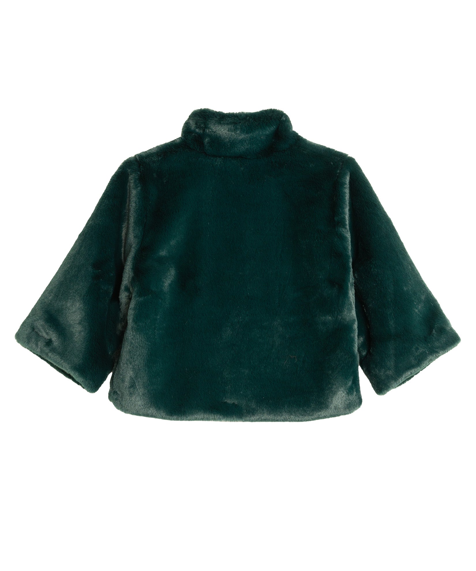 Sheared Mink Faux Fur Jacket in color bottle green