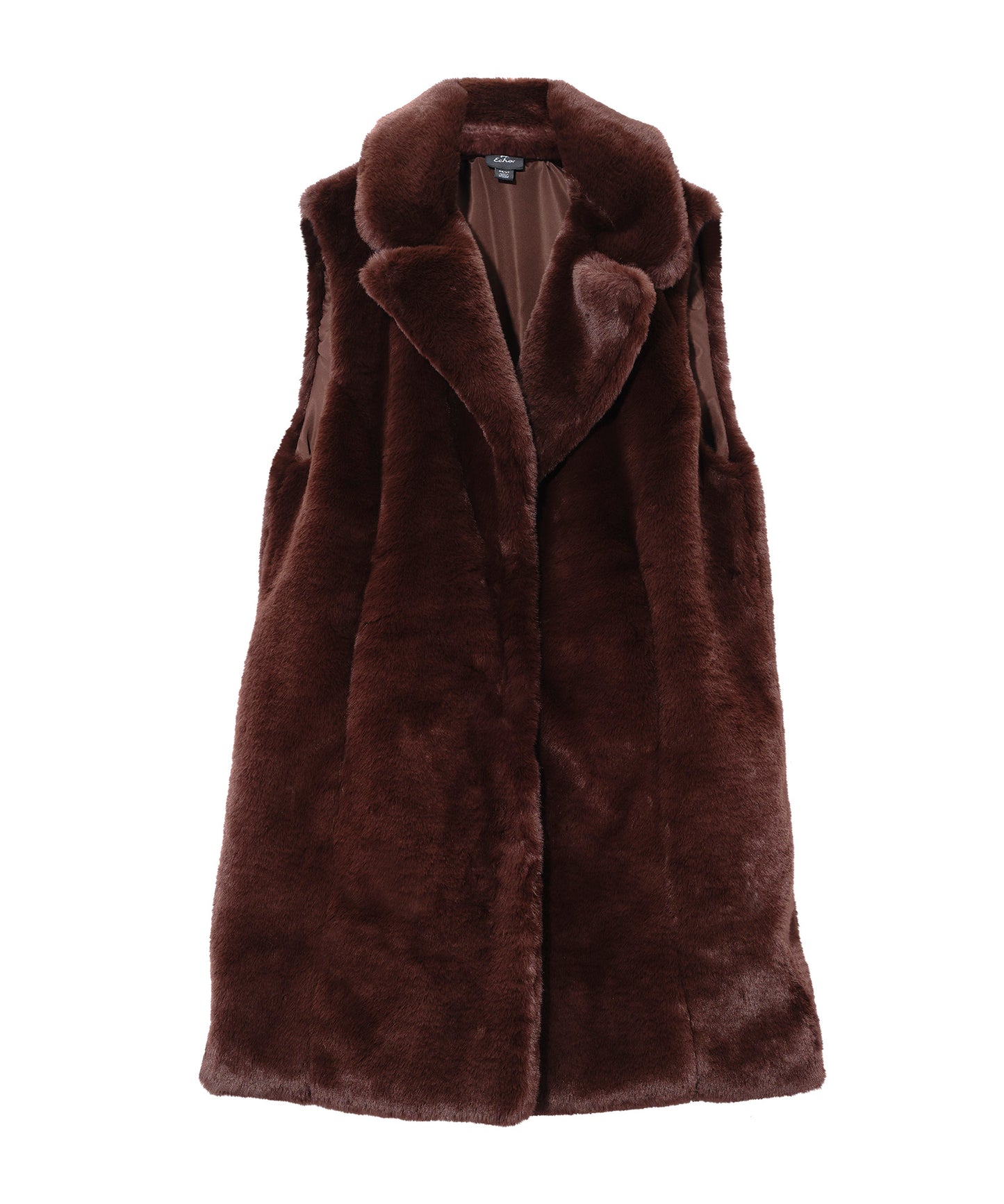 Sheared Mink Longline Vest in color chocolate