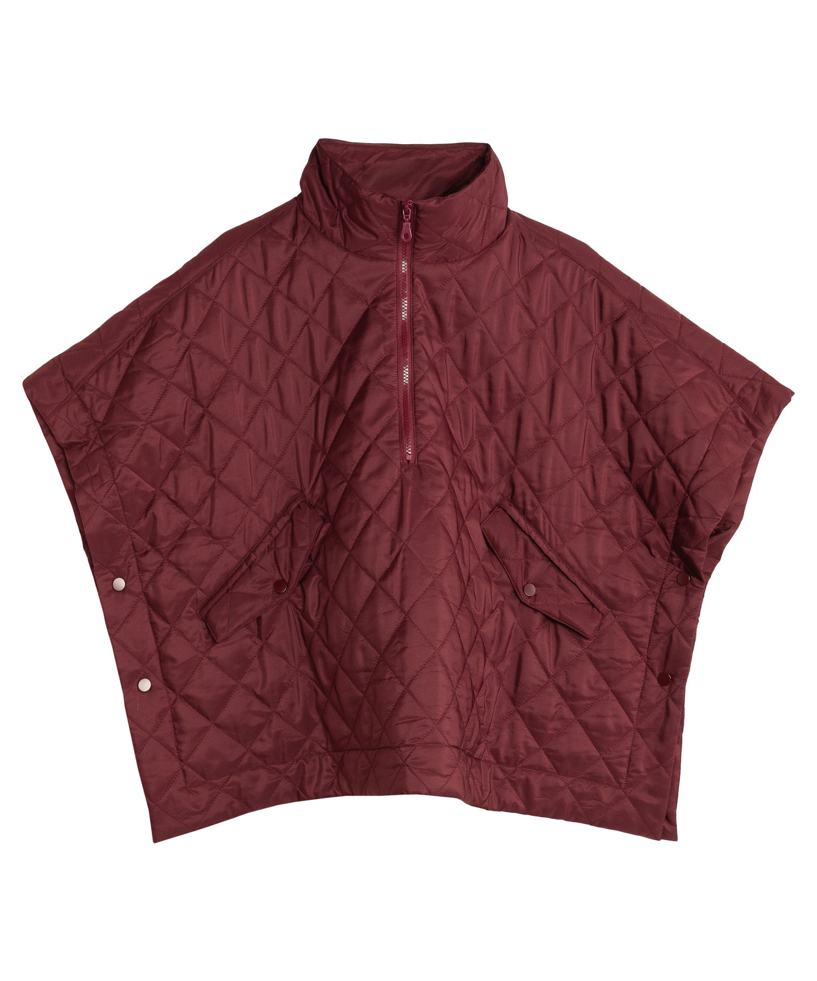 Quilted Poncho in color winter berry