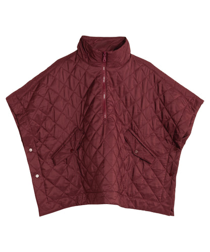 Quilted Poncho in color winter berry