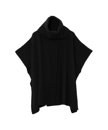 Ribbed Poncho in color black