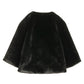 Collarless Fur Jacket With Raglan Sleeves color black