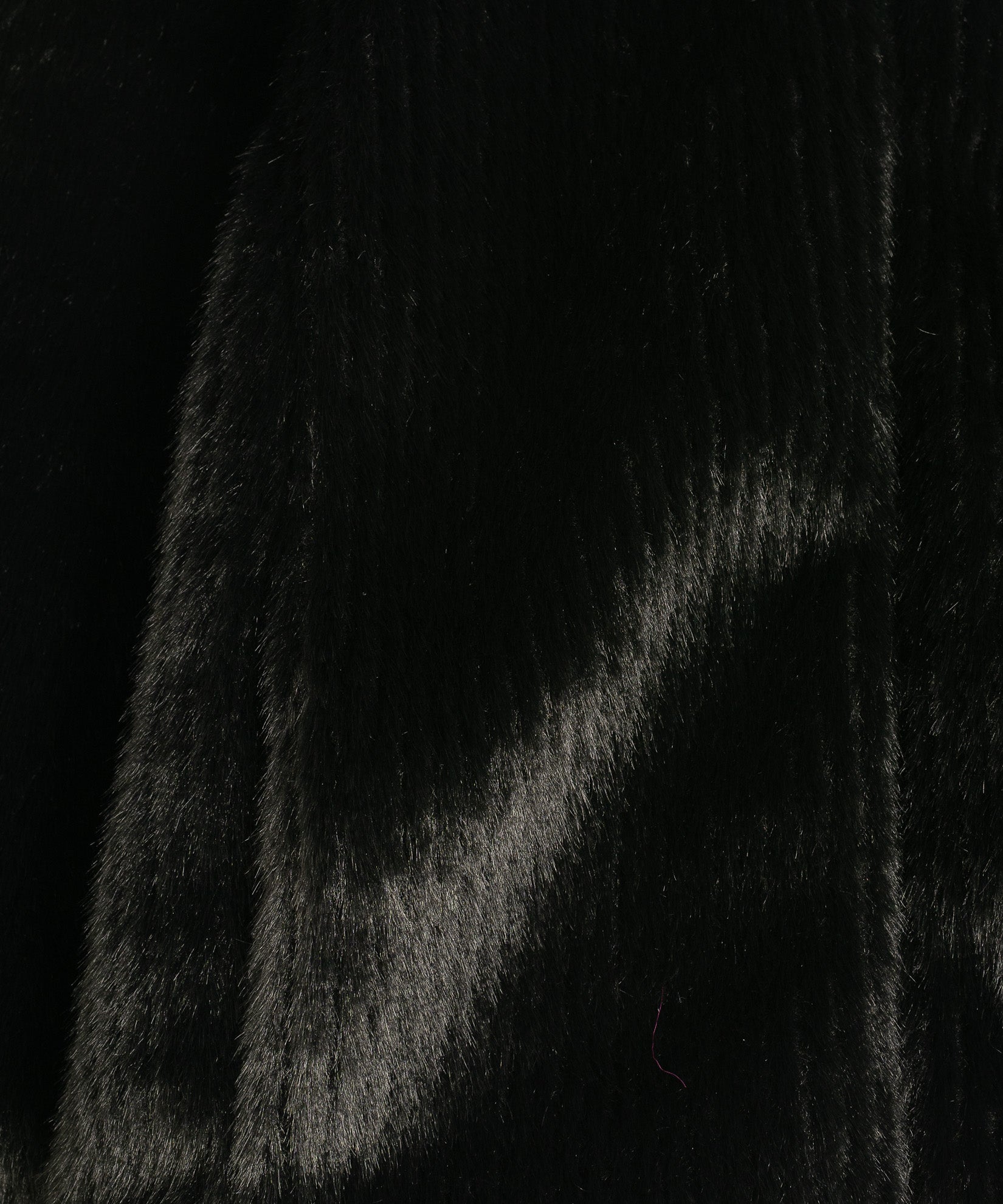 Collarless Fur Jacket With Raglan Sleeves color black