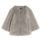 Collarless Fur Jacket With Raglan Sleeves color silver