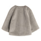 Collarless Fur Jacket With Raglan Sleeves color silver