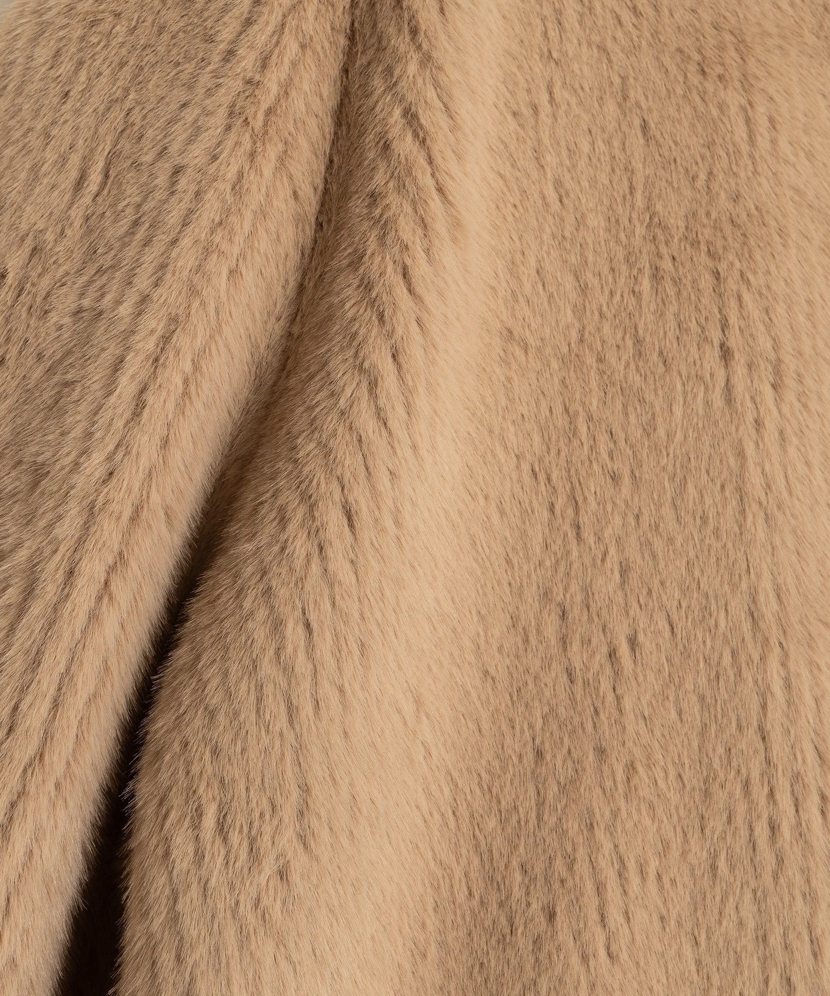 Collarless Fur Jacket With Raglan Sleeves color camel