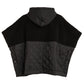 Combo Quilted Hooded Poncho in color black