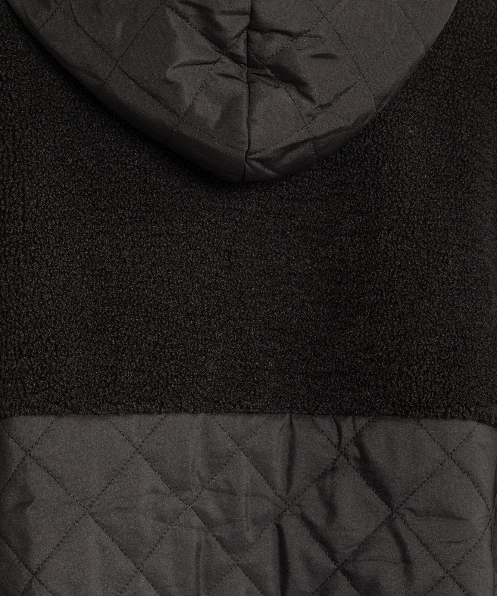 Combo Quilted Hooded Poncho in color black