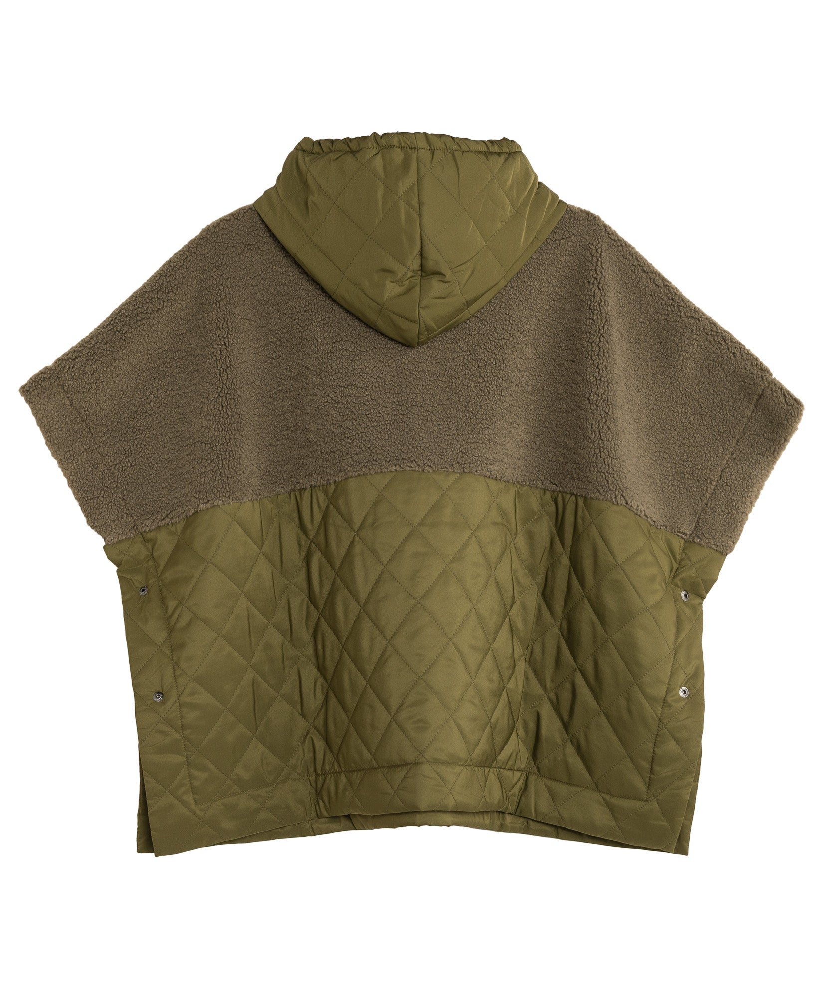 Combo Quilted Hooded Poncho in color olive