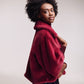 blair sheared mink faux fur jacket in denim winetasting