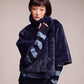 blair sheared mink faux fur jacket in denim blue