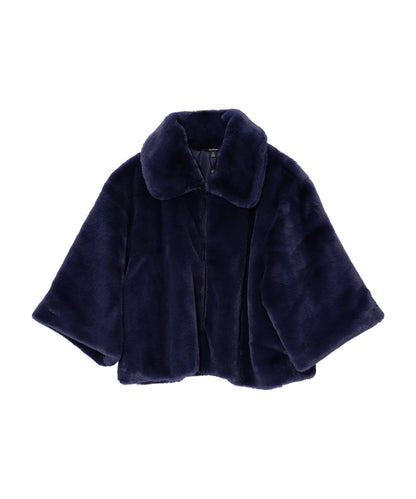 blair sheared mink faux fur jacket in denim blue