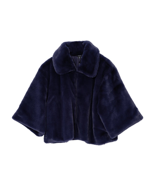 blair sheared mink faux fur jacket in denim blue