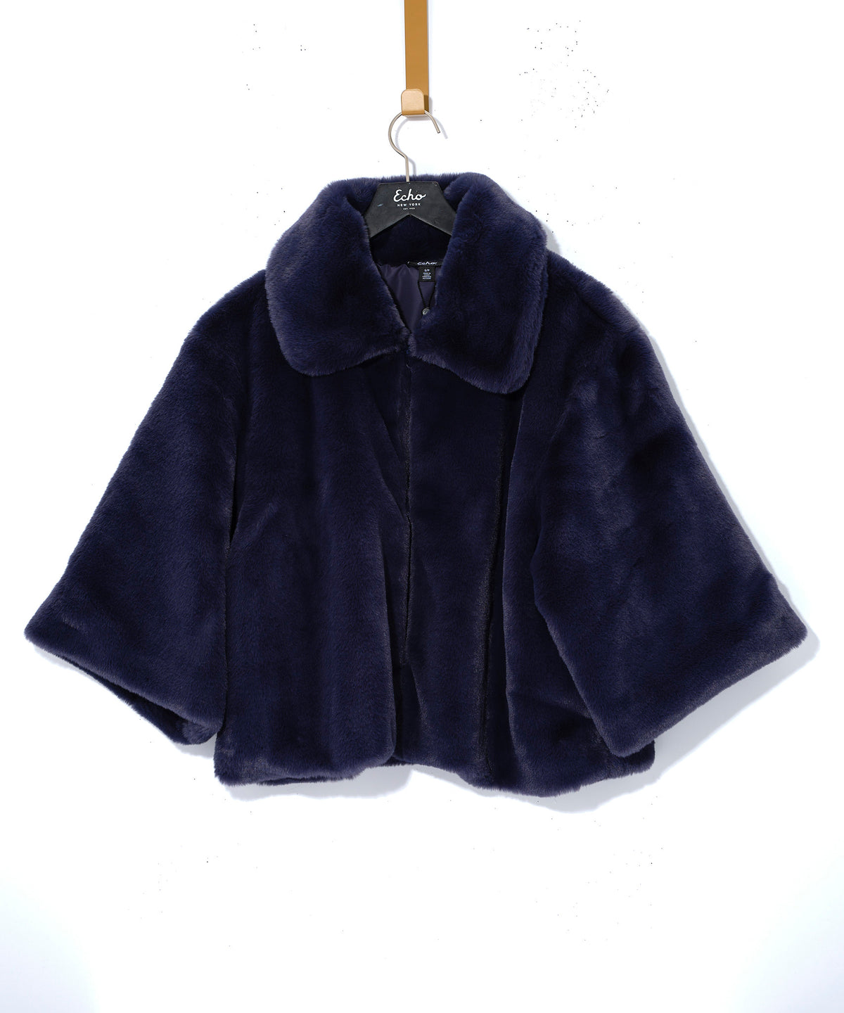 blair sheared mink faux fur jacket in denim blue