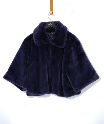 blair sheared mink faux fur jacket in denim blue