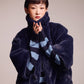 blair sheared mink faux fur jacket in denim blue
