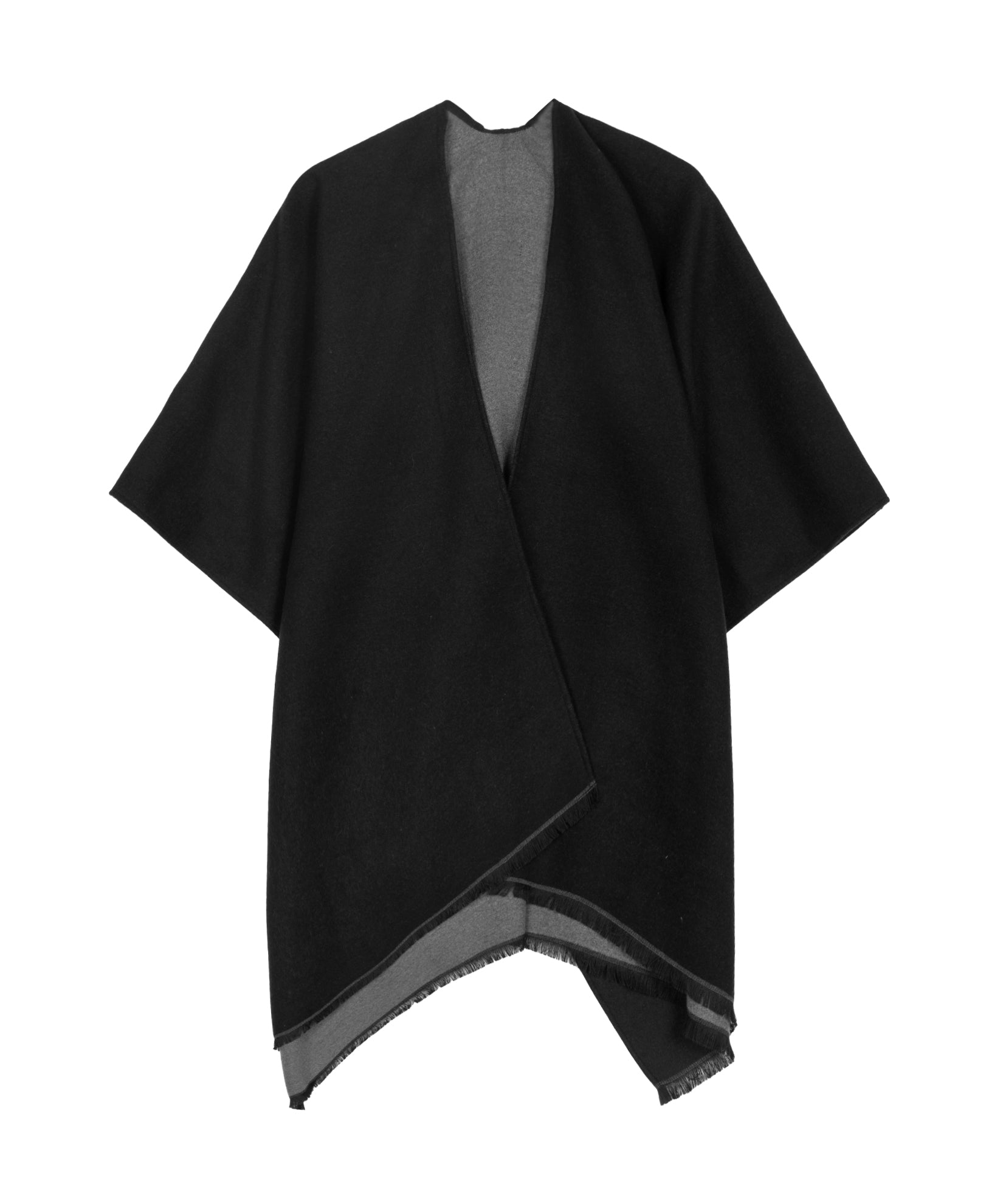 Double-faced ruana in black