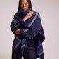 Plaid Ruana in Navy