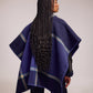 Plaid Ruana in Navy