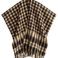 Bordered check ruana in black