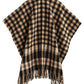 Bordered check ruana in black