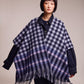 Bordered check ruana in navy