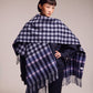 Bordered check ruana in navy