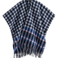 Bordered check ruana in navy