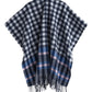 Bordered check ruana in navy