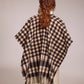 Bordered check ruana in black