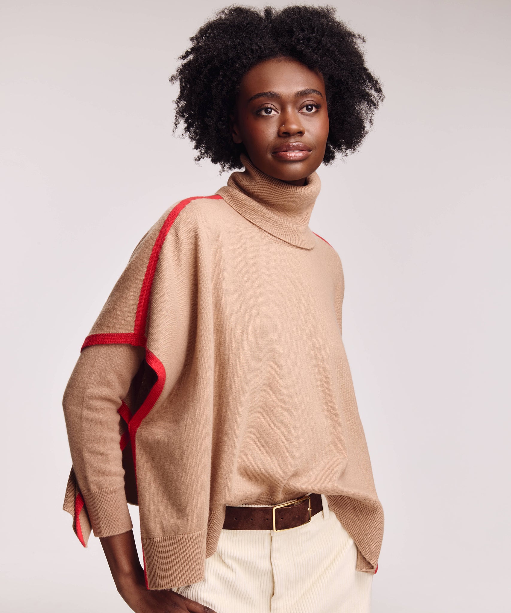 Cozy Cowl Pullover in camel heather