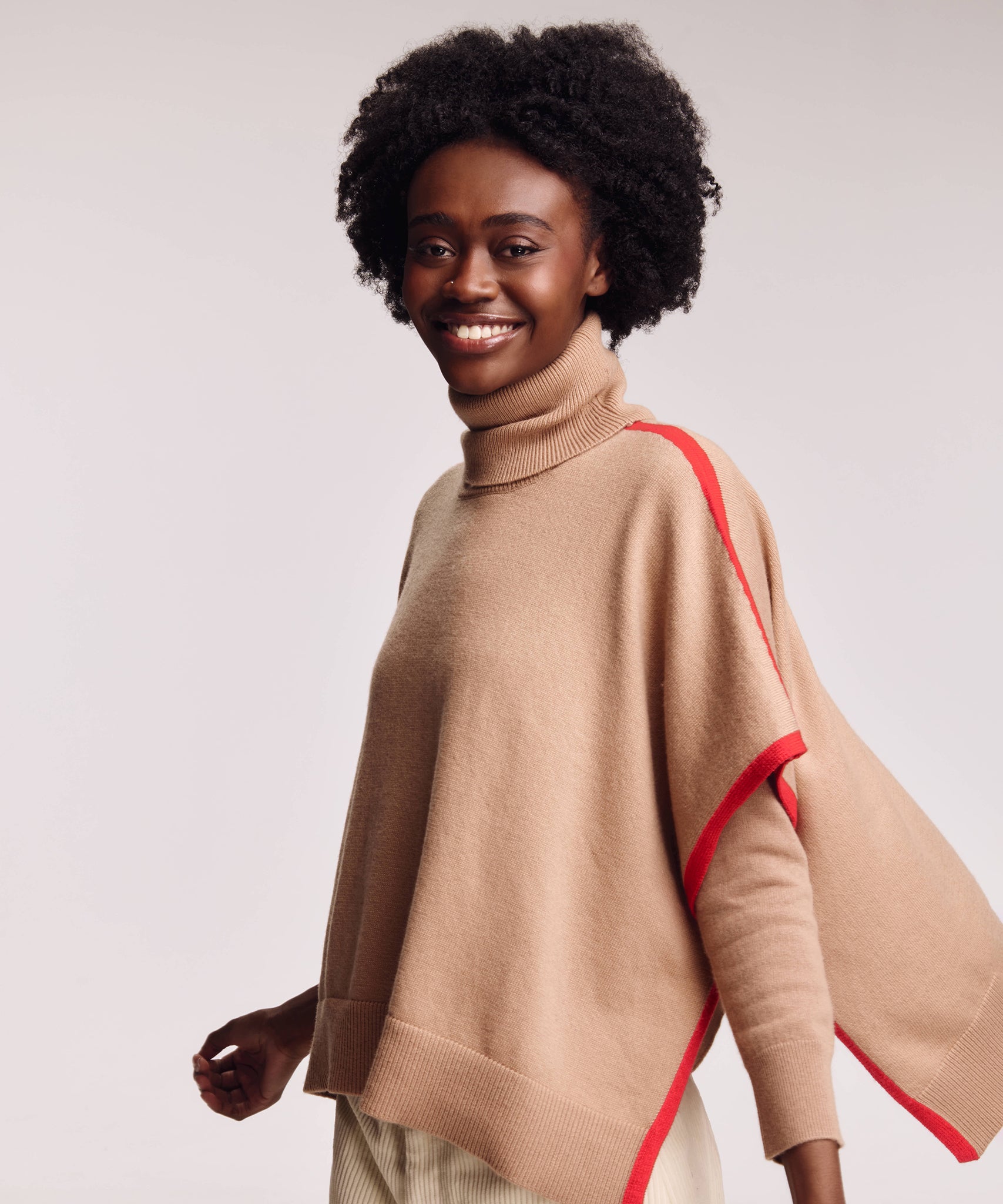 Cozy Cowl Pullover in camel heather
