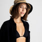 Model wearing Bimini Bucket Hat in color black